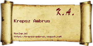 Krepsz Ambrus névjegykártya